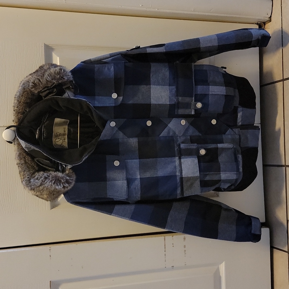 Body Glove Blue Plaid Jacket Size L
